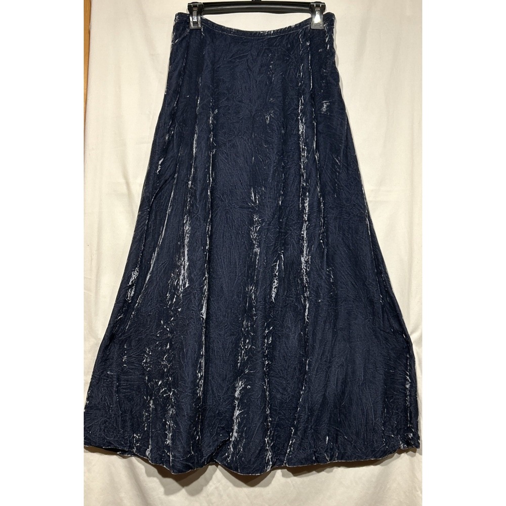 Maxi Skirt Blue Velvet Romantic A-Line Lined Sz 2 Crushed VTG Fei Anthropology